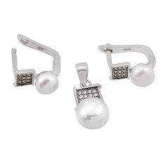 925 silver 6.40cts natural white pearl topaz earrings pendant set jewelry n34604