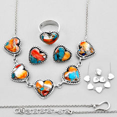 925 silver spiny oyster arizona turquoise necklace earrings ring set c32112