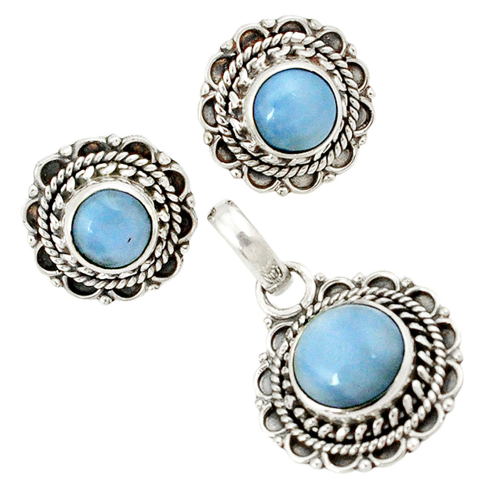 925 sterling silver natural blue owyhee opal pendant earrings set jewelry j1433