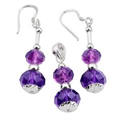 925 sterling silver 19.09cts natural purple amethyst pendant earrings set c26940