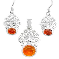 2.34cts natural baltic amber (poland) 925 silver pendant earrings set c28828