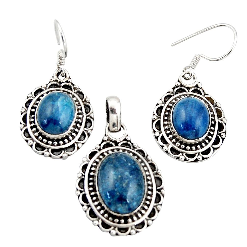 13.33cts natural blue apatite (madagascar) silver pendant earrings set d45868
