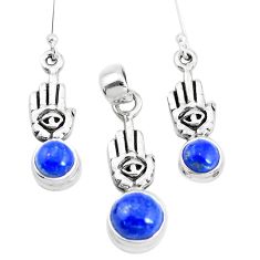 is lazuli silver hand of god hamsa pendant earrings set p38619