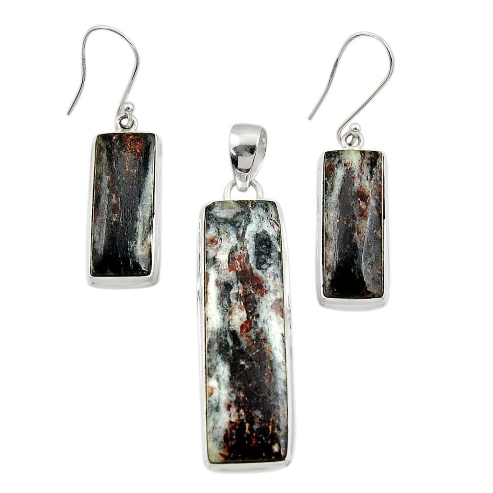  bronze astrophyllite 925 silver pendant earrings set d44484