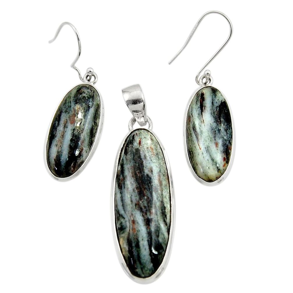  bronze astrophyllite 925 silver pendant earrings set d44486