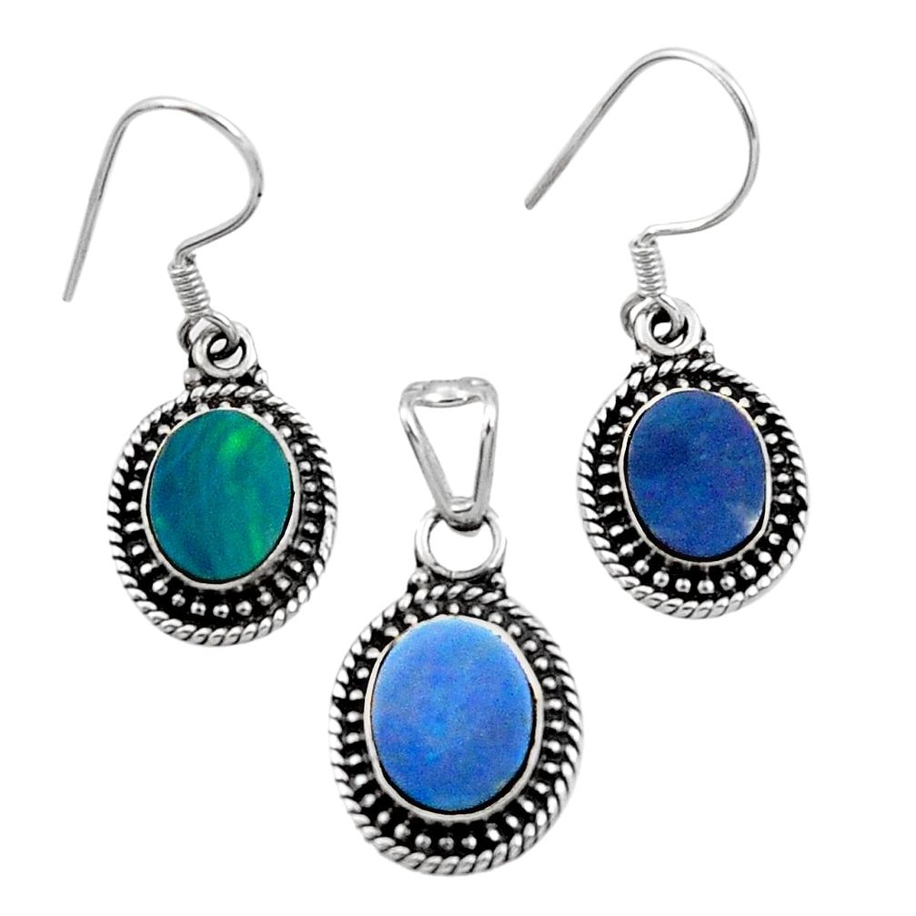 doublet opal australian 925 silver pendant earrings set d44496