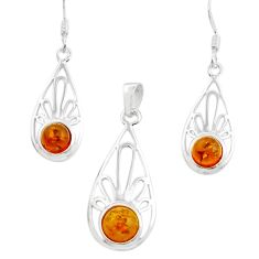 2.01cts natural orange baltic amber (poland) silver pendant earrings set c28808
