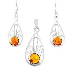 1.84cts natural orange baltic amber (poland) silver pendant earrings set c28811