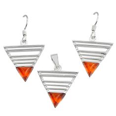 2.04cts natural orange baltic amber (poland) silver pendant earrings set c28837