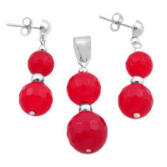 36.02cts natural orange cornelian (carnelian) silver pendant earrings set n20475