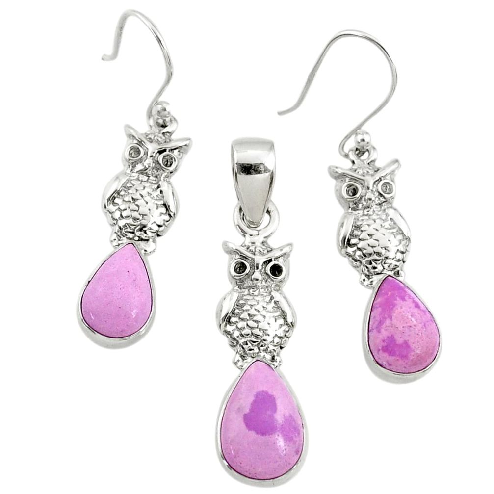 7.02cts natural phosphosiderite (hope stone) silver pendant earrings set r70003