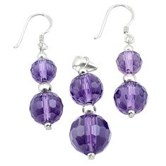  purple amethyst 925 sterling silver pendant earrings set c26862