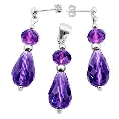 25.70cts natural purple amethyst 925 sterling silver pendant earrings set c27316