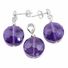  purple amethyst 925 sterling silver pendant earrings set c27748