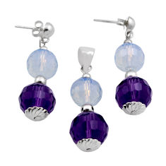 44.19cts natural purple amethyst opalite 925 silver pendant earrings set n20477