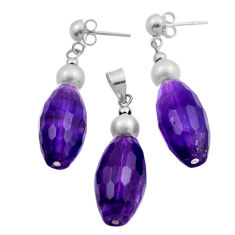 44.19cts natural purple amethyst pearl 925 silver pendant earrings set n20470