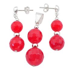 29.54cts natural red onyx 925 sterling silver pendant earrings set c27594