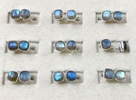 Wholesale Lot of 9 natural blue Labradorite 925 sterling silver cushion stud earrings jewelry