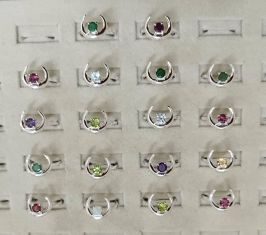 Wholesale lot of 18 Multicolor Gemstone Crescent moon ring in 925 Sterling Silver. (Ring Sizes- 7,8,9)