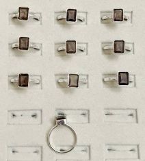 Wholesale lot of 10 Smokey Topaz Octagon shaped rings in 925 Sterling Silver. (Ring Sizes-7,8,9)