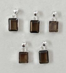 Wholesale lot of 5 Smokey Topaz Octagon Shaped Pendants in 925 Sterling Silver.