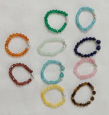 Wholesale lot of 10 Multicolor Multigemstone Adjustable Elastic band beads rings.