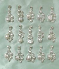 Wholesale lot of 15 Multigemstone Pearl Pendants in 925 Sterling Silver.
