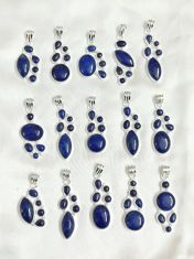 Wholesale lot of 15 Lapis Lazuli Multigemstone Pendants in 925 Sterling Silver.