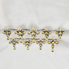 Wholesale lot of 9 natural yellow citrine 925 silver holy cross ring (size 6.5 - 8.5) w2323