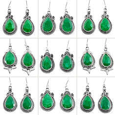 Wholesale lot of 9 natural green emerald 925 sterling silver earrings w1710