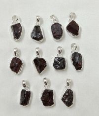 Wholesale lot of 11 natural red garnet rough 925 silver pendant W450