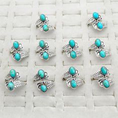 Wholesale lot of 10 fine blue turquoise 925 silver adjustable feather ring w1141