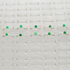 Wholesale lot of 10 natural green emerald 925 silver minimal ring (size 6-9) w1177
