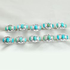 Wholesale lot of 10 blue arizona mohave turquoise 925 silver three stone ring (size 5 - 9) w1412