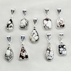 Wholesale lot of 9 natural bronze wild horse magnesite 925 silver pendant w1424
