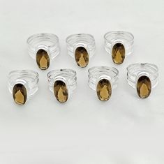 Wholesale lot of 7 brown smoky topaz 925 silver ring (size 6 - 10)  w1427