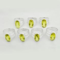 Wholesale lot of 7 natural lemon topaz 925 silver ring (size 7 - 10.5) w1430