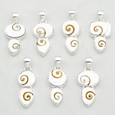 Wholesale lot of 7 natural white shiva eye 925 sterling silver pendant w1488