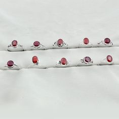 Wholesale lot of 10 natural red ruby 925 silver ring (size 4.5 - 9) w1626
