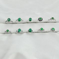 wholesale lot of 10 natural green emerald 925 silver ring (size 5 - 9) w1635