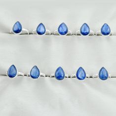 Wholesale lot of 10 natural blue kyanite 925 silver ring (size 6 - 8) w1677