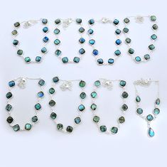 Wholesale lot of 8 natural blue labradorite 925 silver necklace w1694