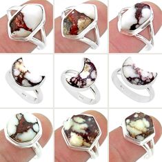 52.76cts wholesale lot of 9 natural bronze wild horse magnesite 925 silver ring size 6.5 - 9