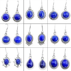 56.51cts wholesale lot of 9 natural blue lapis lazuli 925 silver earrings