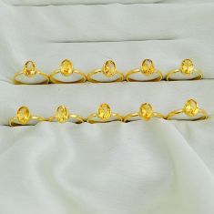 Wholesale lot of 9 natural yellow citrine 925 silver ring (size 6 - 9) w1772