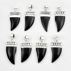 Wholesale lot of 8 natural black onyx 925 sterling silver pendant w 1838