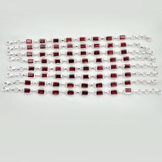 Wholesale lot of 8 natural red garnet 925 sterling silver bracelet w1877