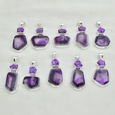 Wholesale lot of 10 natural purple auralite 23 925 silver pendant w1927