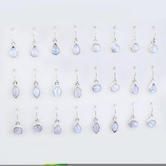 Wholesale lot of 9 natural rainbow moonstone 925 silver earrings w2176