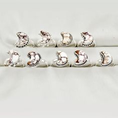 Wholesale lot of 9 natural bronze wild horse magnesite 925 silver moon ring (size 6 - 8.5) w2288